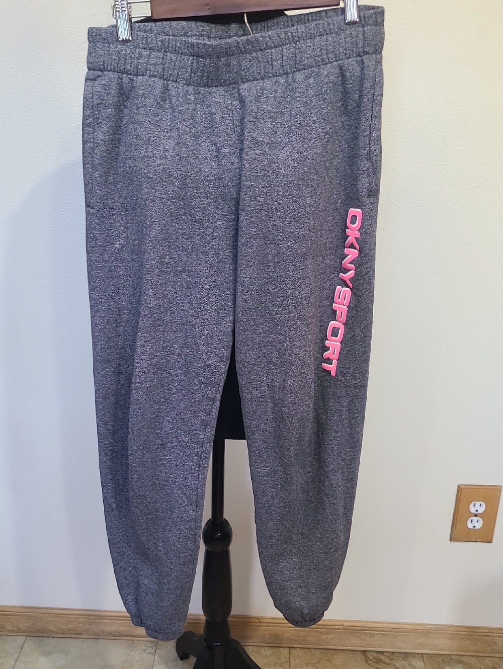 DKNY Gray Sweatpants with Pink DKNY Sport Logo